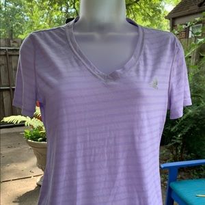 🔥ADIDAS Ultimate Tee Lavender Striped T-Shirt Size S EUC